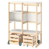FLISAT open storage combination, light white stained pine/white, 88x38x117 cm