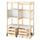 FLISAT open storage combination, light white stained pine/white, 88x38x117 cm