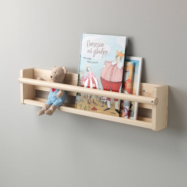 FLISAT wall storage, light white stained pine, 70x9x16 cm