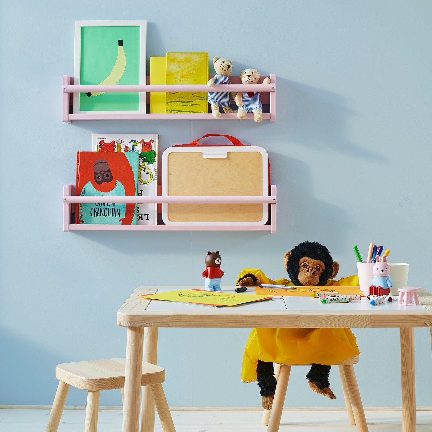 FLISAT wall storage, pale pink, 70x9x16 cm