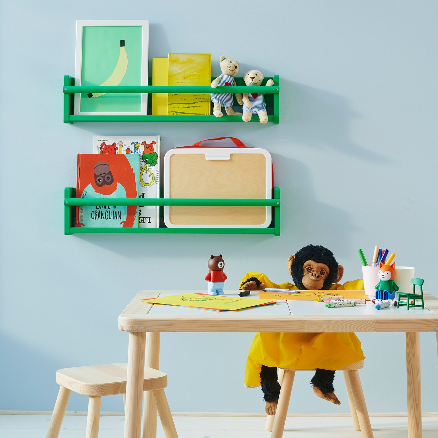 FLISAT wall storage, green, 70x9x16 cm