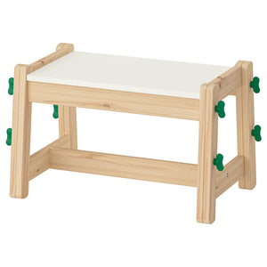 FLISAT children's bench, height adjustable/green, 48x47x36 cm