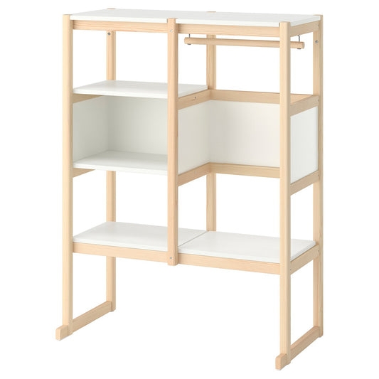 FLISAT open storage, light white stained pine/white, 88x38x117 cm