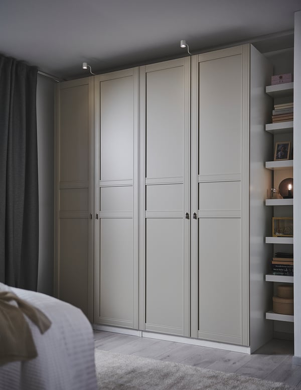 FLISBERGET door with hinges, light beige, 50x229 cm
