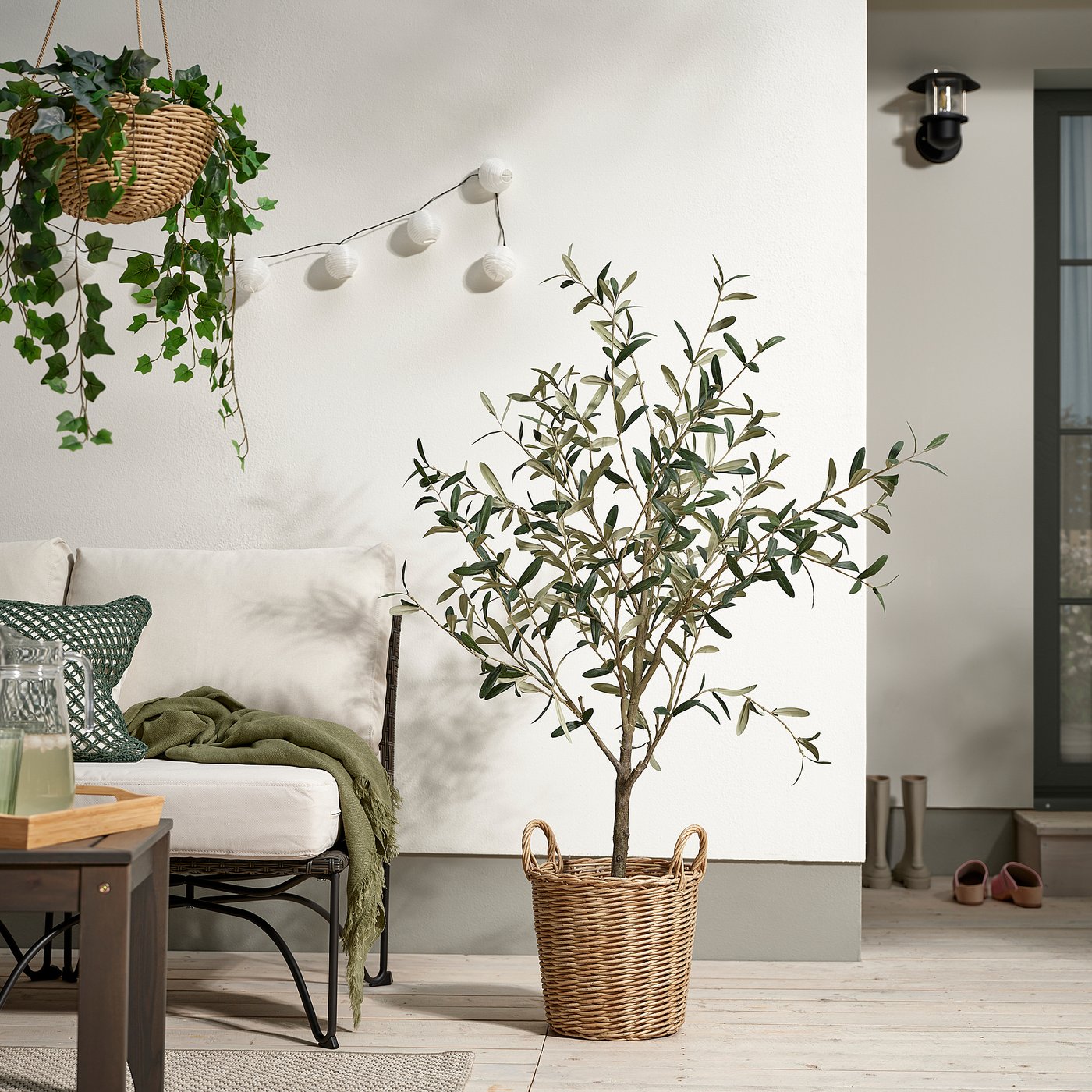 FLODBJÖRK plant pot, in/outdoor light grey-brown, 32 cm