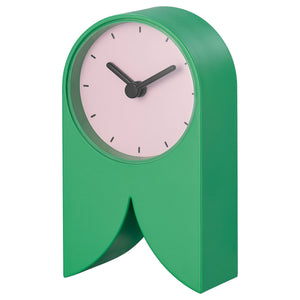 FLODKRÄFTA clock, green/pink, 8x15x4 cm