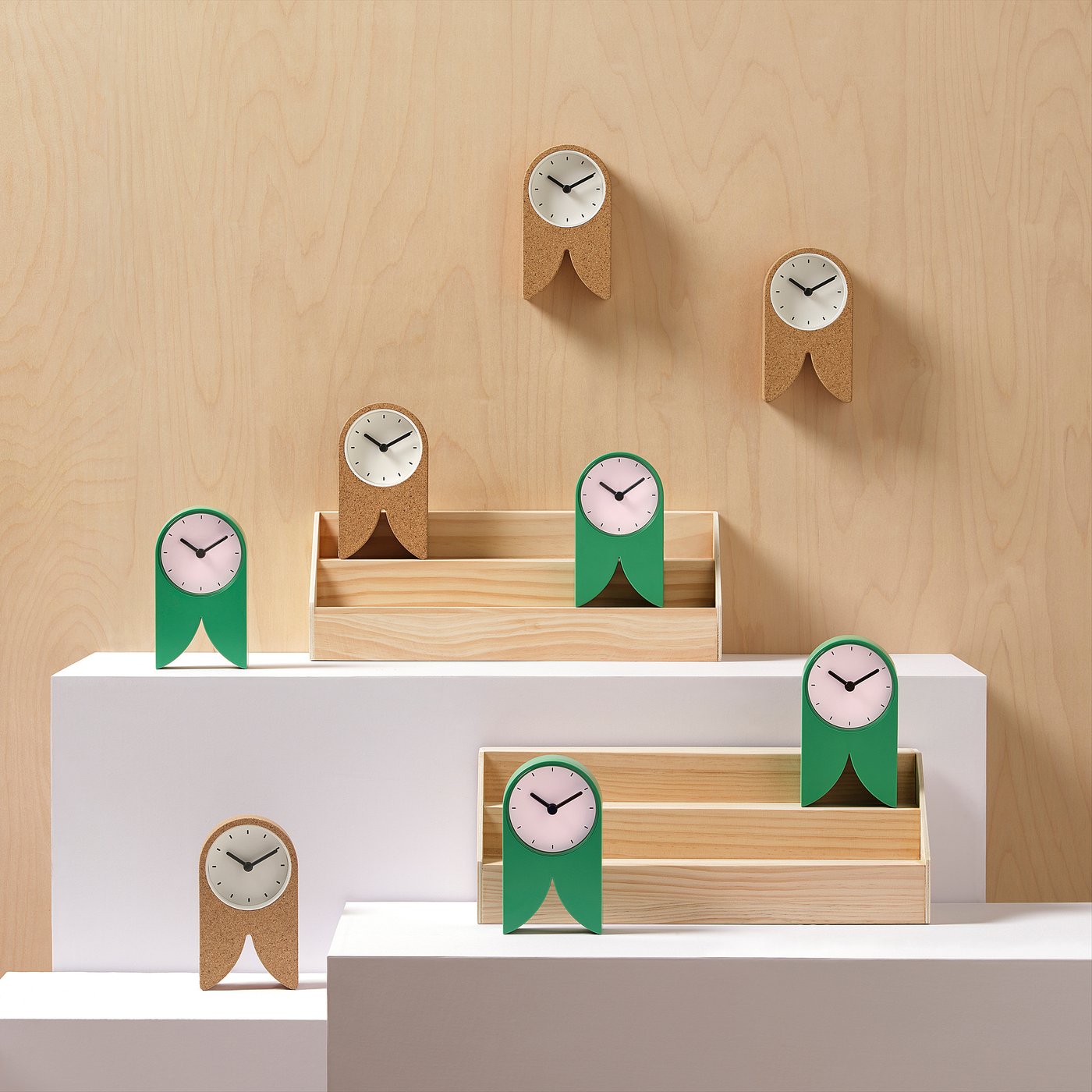 FLODKRÄFTA clock, green/pink, 8x15x4 cm
