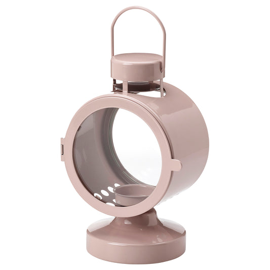 FLODSVALA lantern for tealight, in/outdoor, pale pink, 21 cm