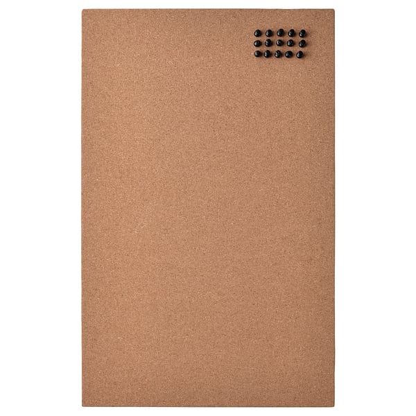 FLÖNSA memo board with pins, cork, 52x33 cm