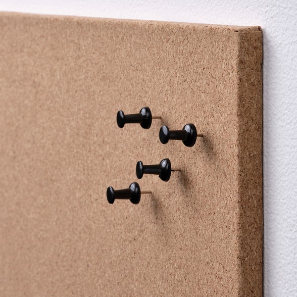 FLÖNSA memo board with pins, cork, 52x33 cm