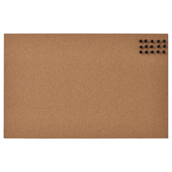 FLÖNSA memo board with pins, cork, 52x33 cm