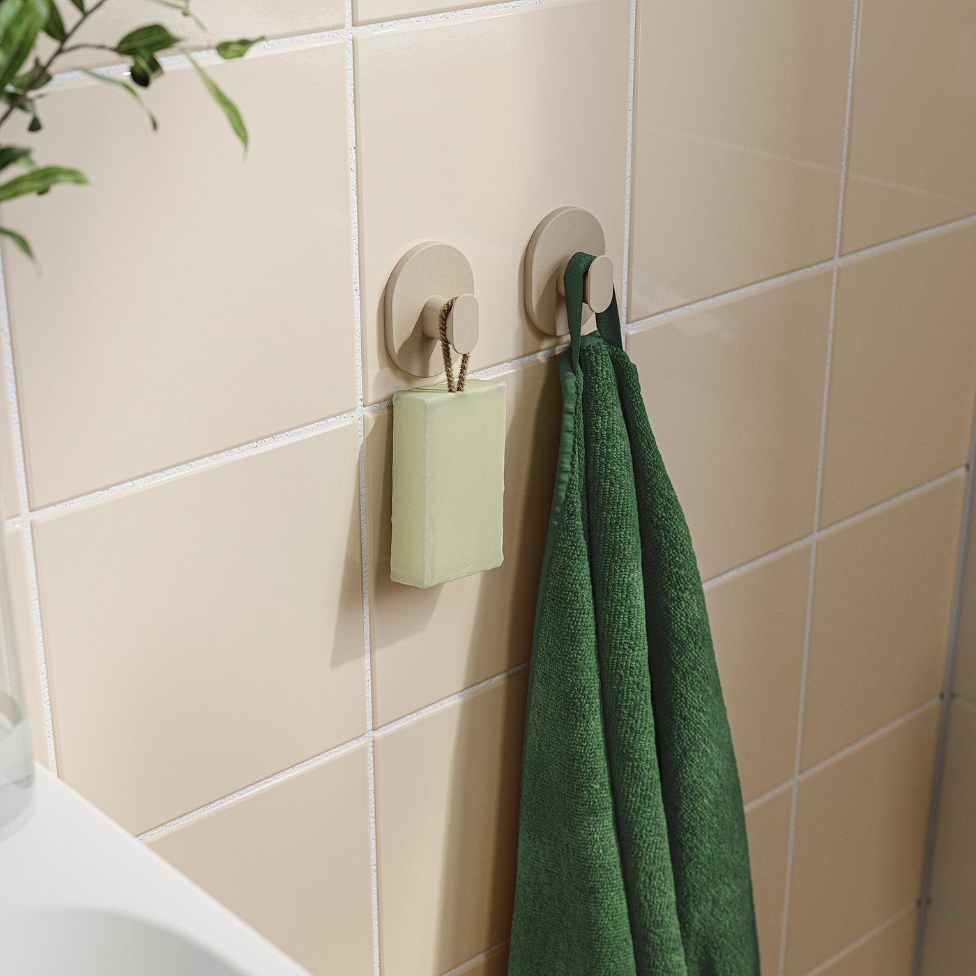 FLORSJÖN hook, beige, 4.4x5.6x2.5 cm, 2 pack