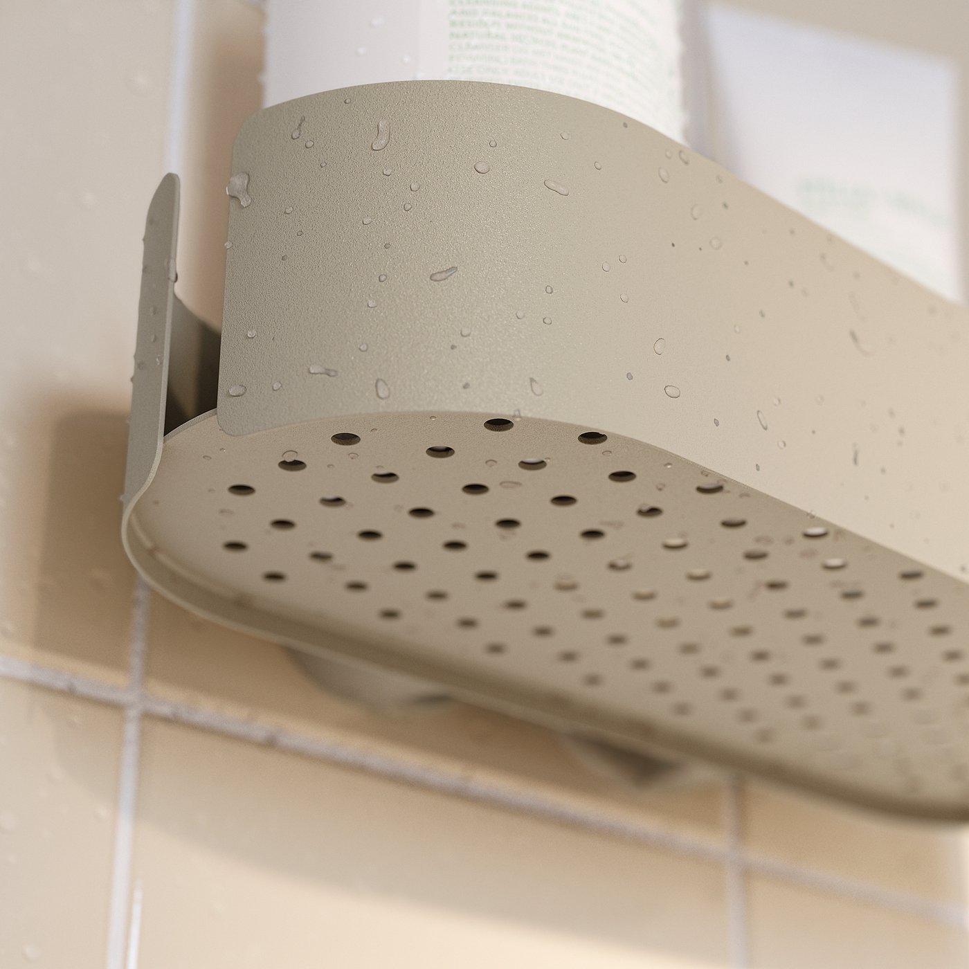 FLORSJÖN shower shelf, beige, 25x5 cm