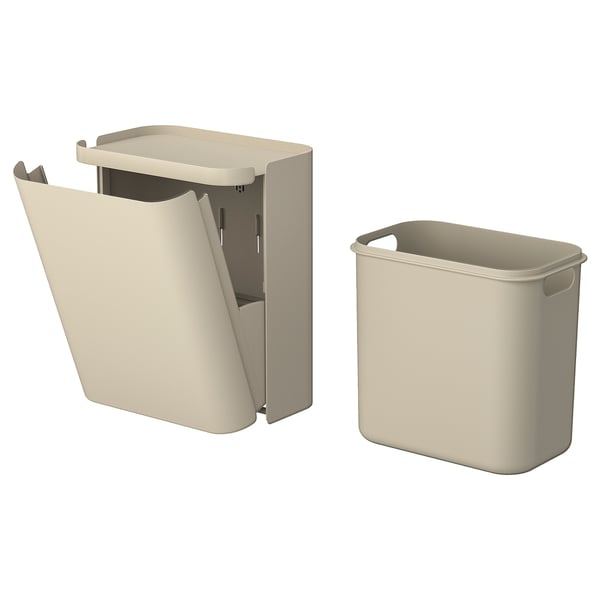 FLORSJÖN waste bin, beige, 3 l