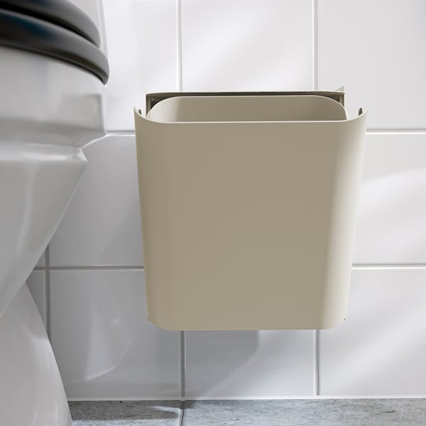 FLORSJÖN garbage bucket, beige, 3 l