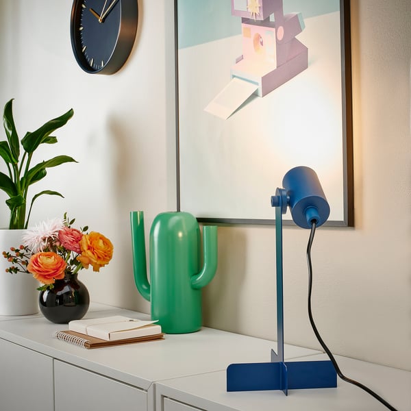 FLOTTILJ - Desk lamp, dark blue ,