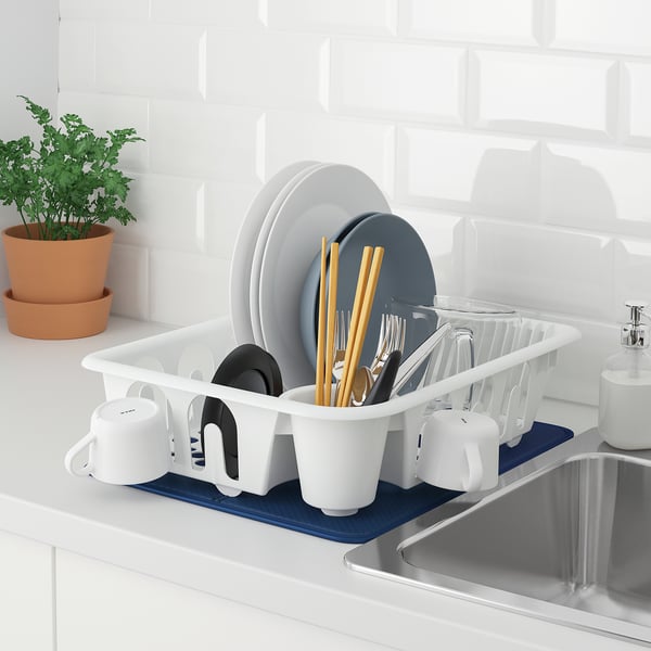 FLUNDRA dish drainer, white, 46x36 cm