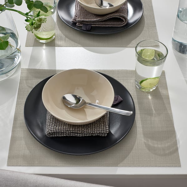 FLYGFISK place mat, light beige, 38x30 cm