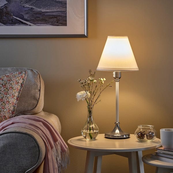 Ikea FLYGHÖJD - Table lamp, nickel-plated/white,54 cm