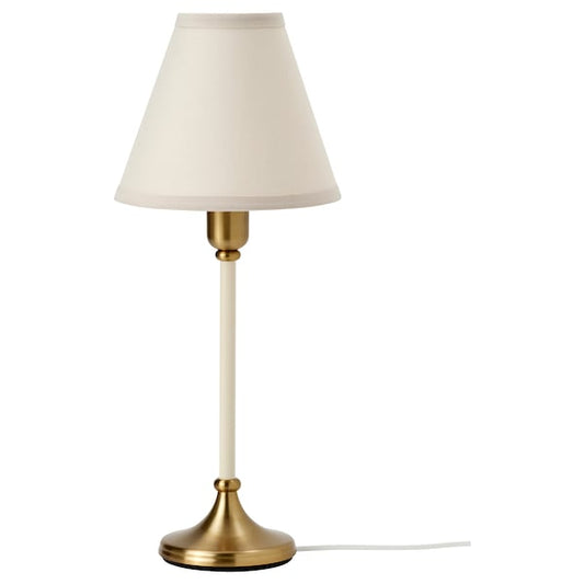 FLYGHÖJD - Table lamp, brass/beige,54 cm