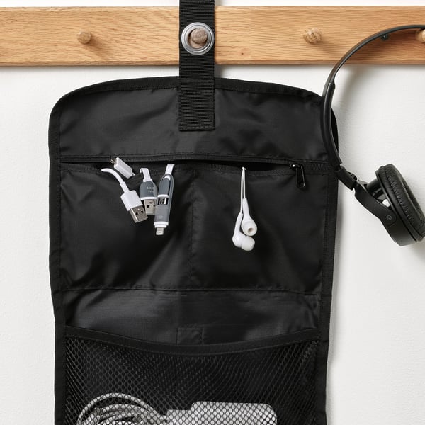FODERSKOPA cable organizer bag, black, 25x53 cm