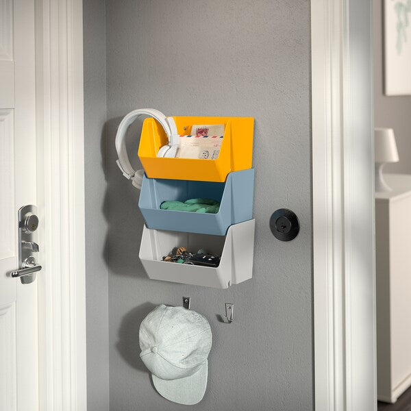 FODERTRÅG - Organiser for desk/wall, bright yellow, 25x18x15 cm