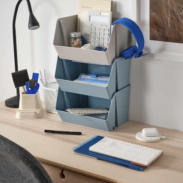 FODERTRÅG - Organiser for desk/wall, grey-blue, 25x18x15 cm
