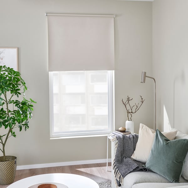 FÖNSTERBLAD - FÖNSTERBLAD Block-out roller blind, beige, 140x155 cm