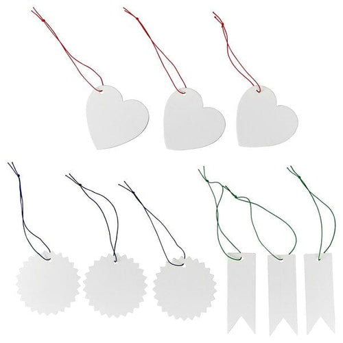 FÖNSTERFIKUS label with string, set of 9, white