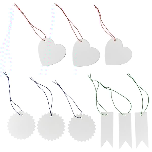 FÖNSTERFIKUS - FÖNSTERFIKUS Label with string, set of 9, white