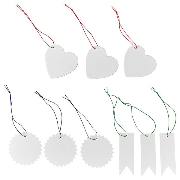 FÖNSTERFIKUS - Label with string, set of 9, white