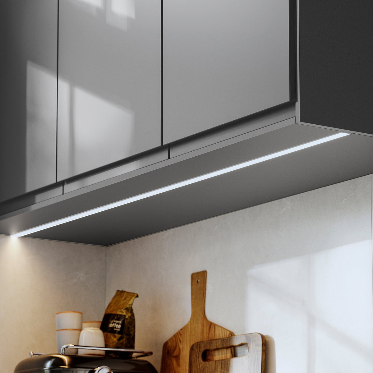 FÖRBÄTTRA cover panel for lighting, dark grey, 221 cm