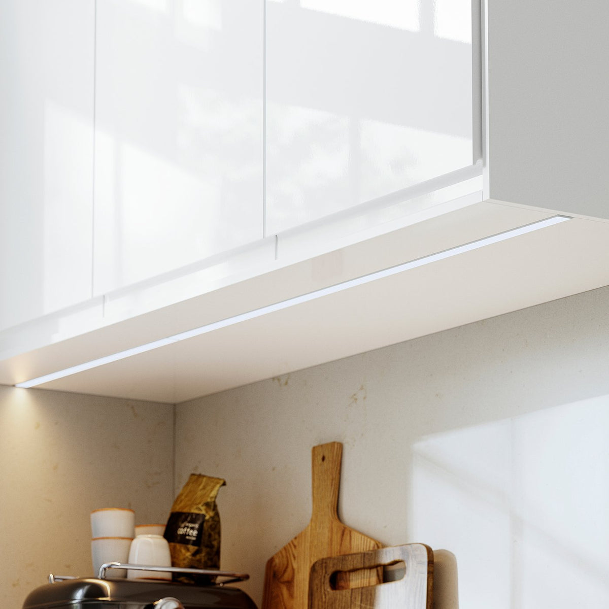 FÖRBÄTTRA cover panel for lighting, high-gloss white, 221 cm