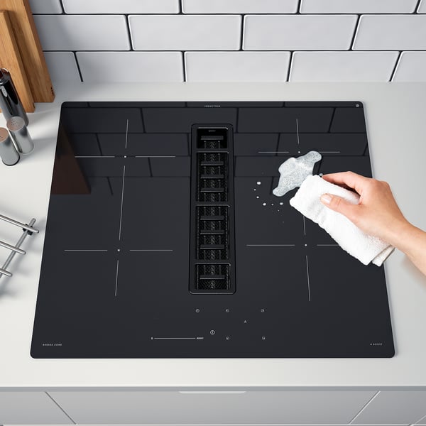 FÖRDELAKTIG induction hob/integrated extractor, IKEA 500 black, 60 cm