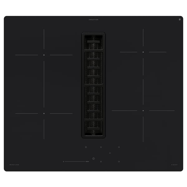 FÖRDELAKTIG induction hob/integrated extractor, IKEA 500 black, 60 cm