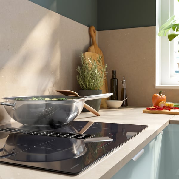 FÖRDELAKTIG induction hob/integrated extractor, IKEA 500 black, 60 cm