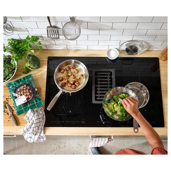 FÖRDELAKTIG Induction hob/integ hood - black 83 cm