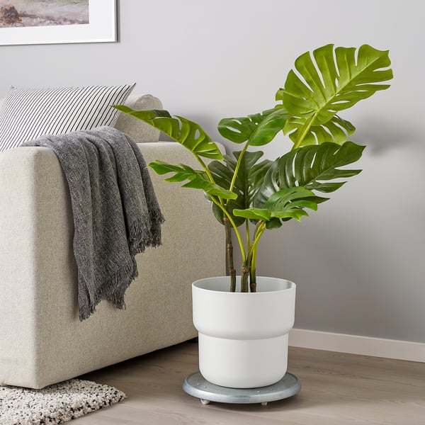 FÖRENLIG plant pot, in/outdoor white, 24 cm