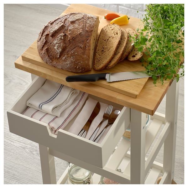 FÖRHÖJA kitchen trolley, birch/white, 53x43 cm
