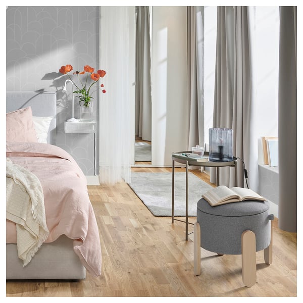 FÖRLUNDA pouffe, with storage/Tonerud grey, 44 cm