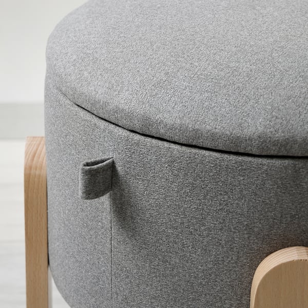 FÖRLUNDA pouffe, with storage/Tonerud grey, 44 cm
