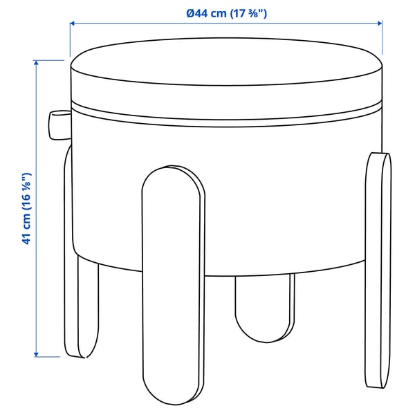 FÖRLUNDA pouffe, with storage/Tonerud grey, 44 cm
