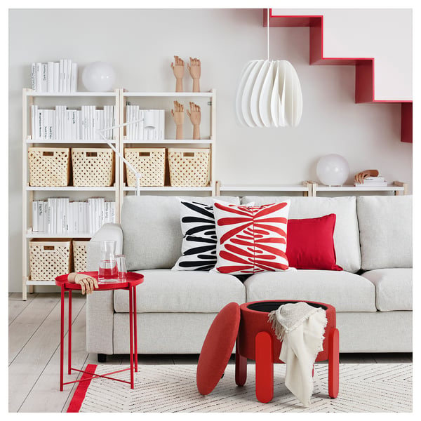 FÖRLUNDA pouffe, with storage/Tonerud red, 44 cm