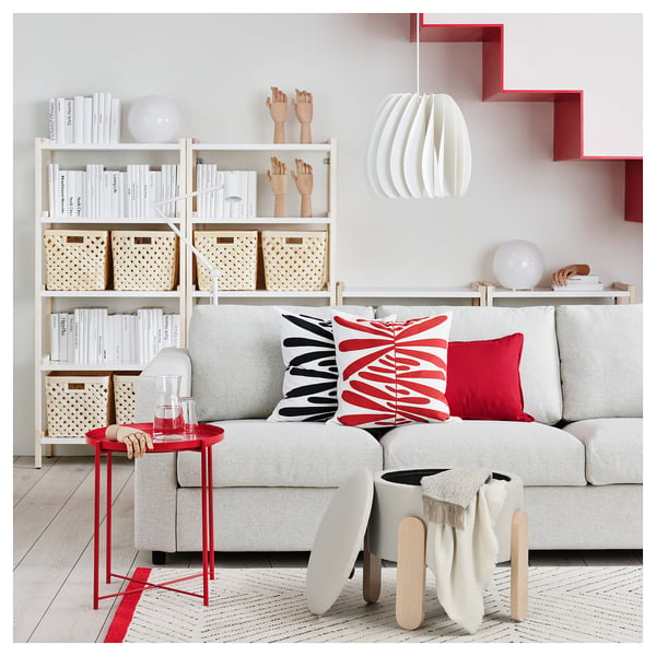 FÖRLUNDA pouffe, with storage/Vissle beige, 44 cm