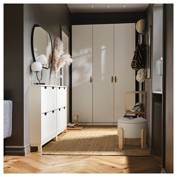 FÖRLUNDA pouffe, with storage/Vissle beige, 44 cm