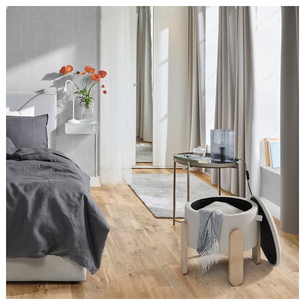 FÖRLUNDA pouffe, with storage/Vissle beige, 44 cm