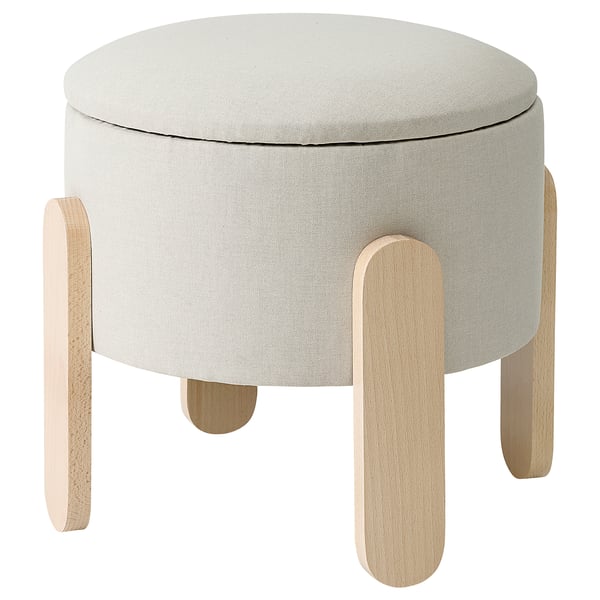 FÖRLUNDA pouffe, with storage/Vissle beige, 44 cm