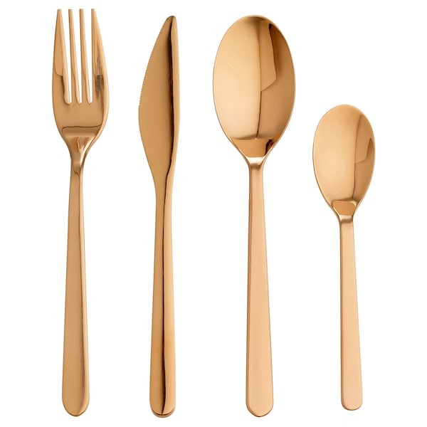 FÖRNUFT - 24-piece cutlery set, rose-gold colour
