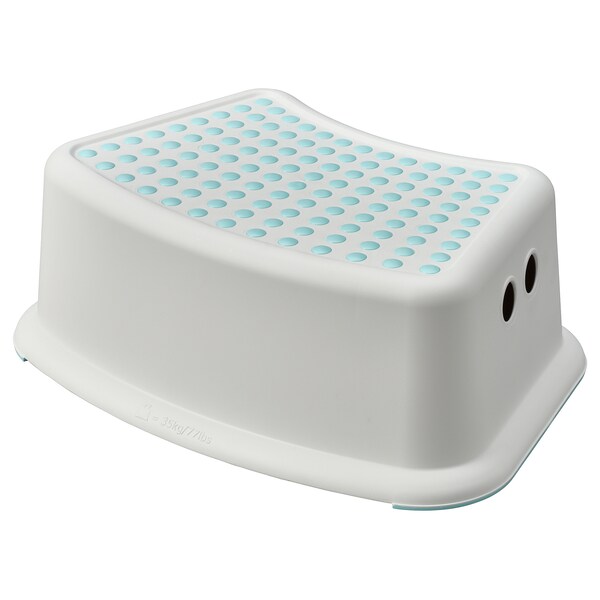 FÖRSIKTIG - Children's stool, white/turquoise
