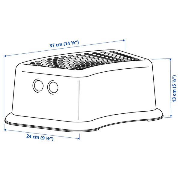 FÖRSIKTIG children's stool, white/turquoise, 37x13x24 cm